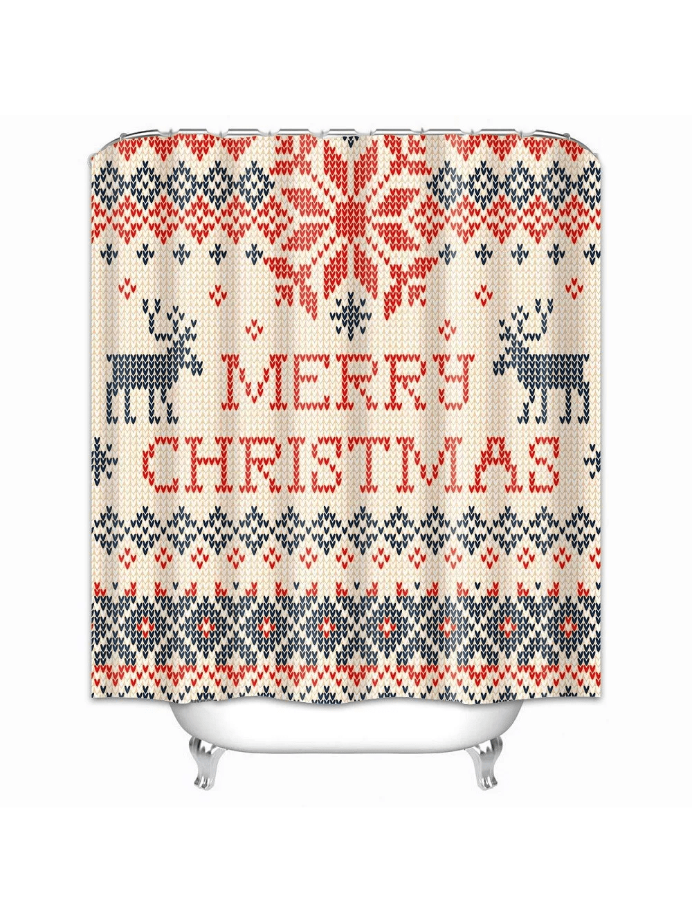 Transform your bathroom into a winter wonderland with our Christmas Cheer Fabric Shower Curtain. This festive Xmas bath decoration, measuring 72 inches, adds a touch of holiday spirit to any space. Easy to clean and durable, it's the perfect addition to your holiday decor.