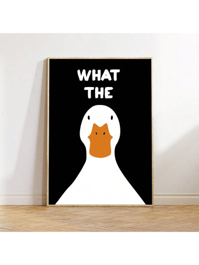 Quirky Duck Print Canvas Art: Fun Bathroom Decor for a Splash of Pink