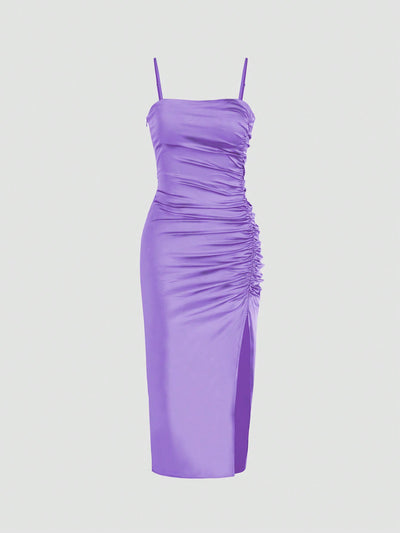 Sultry Satin Split Thigh Cami Cocktail Dress: The Ultimate Party Look