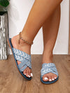 Blue Vacation Chic: Women's Crossed Multi-Strap Flat Sandals