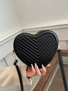 Romantic Heart-Shaped Crossbody Bag with V-Shaped Embossed Pattern - Perfect for Women