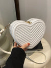 Romantic Heart-Shaped Crossbody Bag with V-Shaped Embossed Pattern - Perfect for Women