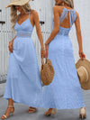 Chic Hollow Spaghetti Strap Backless Flare Dress for Effortless Vacation Style