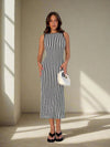 Chic Striped Lace-Up Back Sleeveless Dress for a Stylish Summer Look