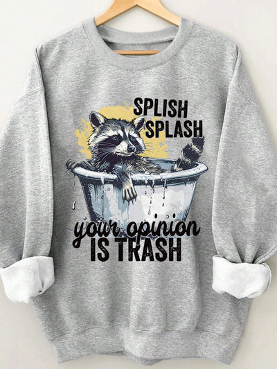 Charming Casual Raccoon Slogan Graphic Sweatshirt for Autumn