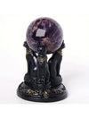 Elegant Bastet Cat Statue with Crystal Ball Stand - Enchanting Resin Collectible Figurine for Home and Garden Décor