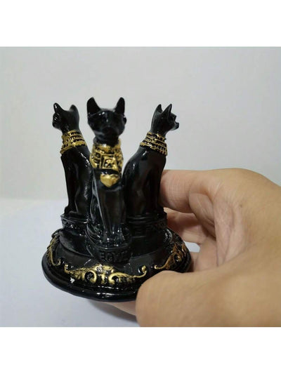 Elegant Bastet Cat Statue with Crystal Ball Stand - Enchanting Resin Collectible Figurine for Home and Garden Décor