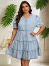 Stylish Plus Size Denim Dress with Front Button Detail