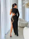 Slither in Style: Snake Skin Animal Print One Shoulder Dress