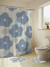 Beautiful Blue Flower Oil Painting Printed Shower Curtain: Bathroom Decor Modern Style