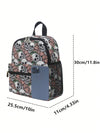 Skull Rose Print Backpack: Stylish and Spacious Waterproof Multi-Functional Travel Bag