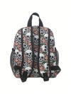 Skull Rose Print Backpack: Stylish and Spacious Waterproof Multi-Functional Travel Bag