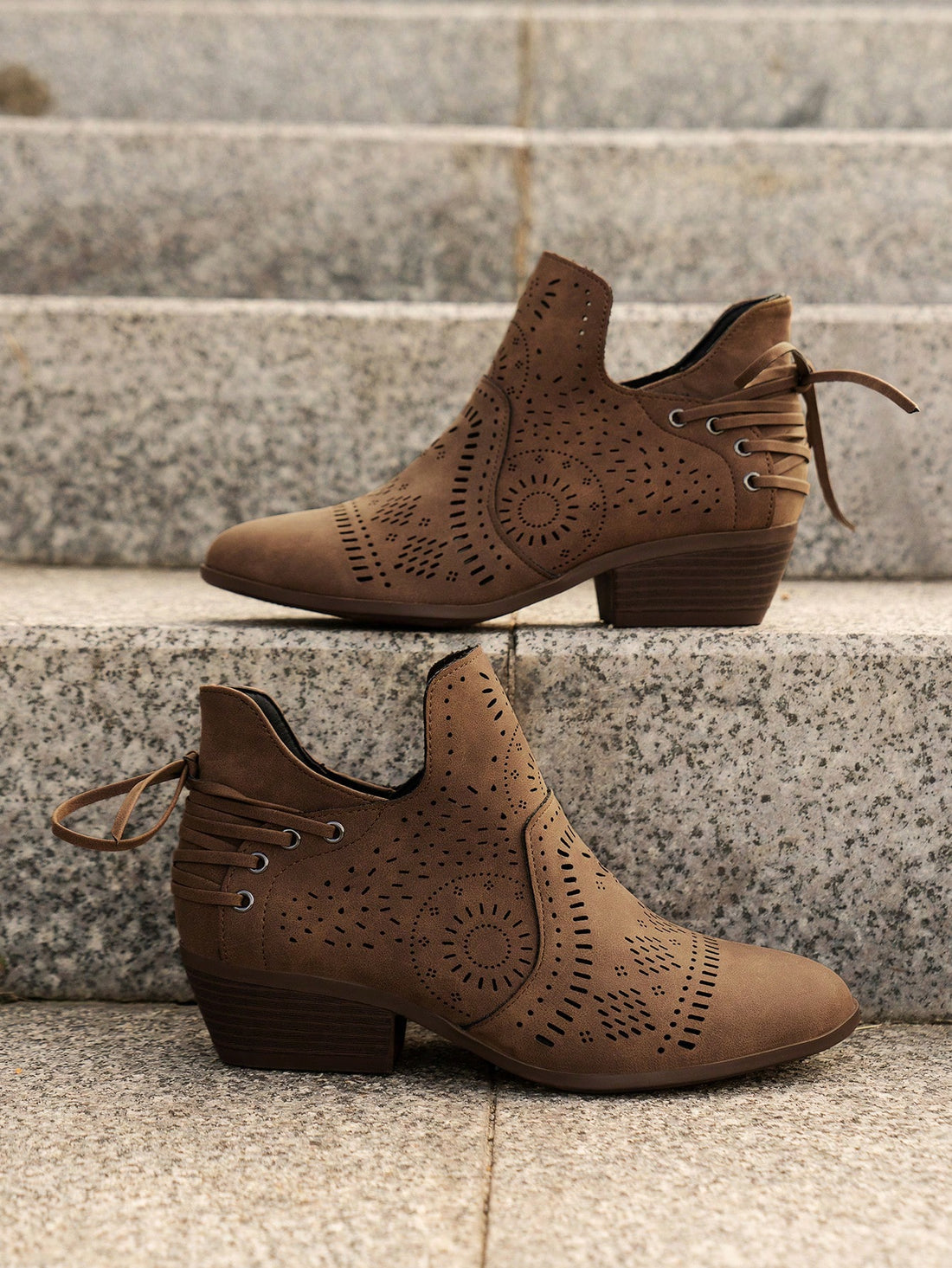Elevate your style effortlessly with our Chic Hollow-Out Back Lace-Up Wedge Heels. Crafted with breathable material, these versatile boots are perfect for any occasion. The unique lace-up design adds a touch of sophistication, while the wedge heels provide comfortable elevation. Make a statement with these all-match boots.