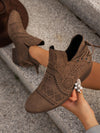 Chic Hollow-Out Back Lace-Up Wedge Heels - Breathable All-Match Boots for Effortless Style