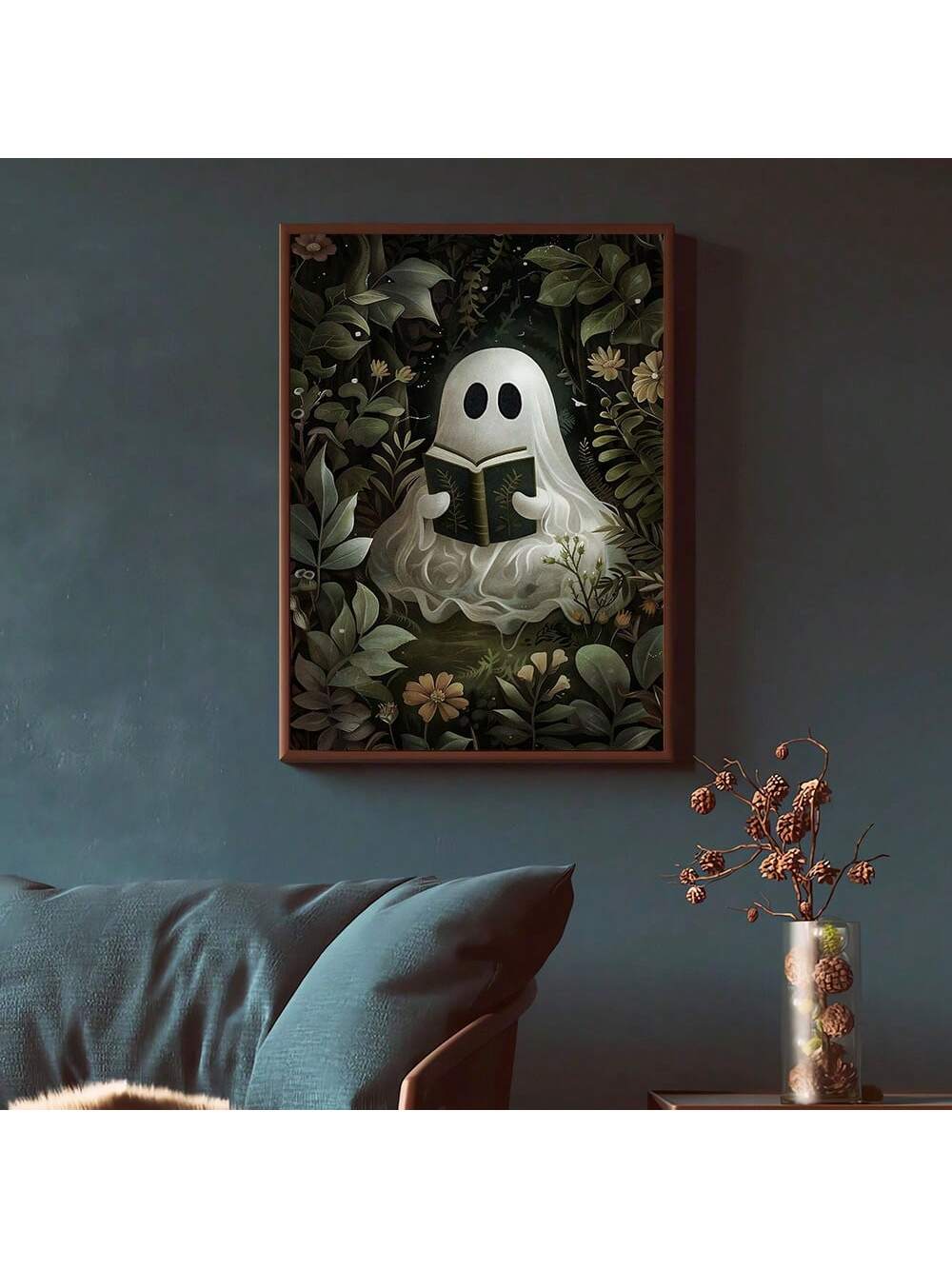 Add a touch of eerie elegance to your home with our Hauntingly Beautiful Ghost Reading Halloween Cottagecore Art Decor Poster. Featuring a stunning ghost surrounded by a charming cottagecore aesthetic, this poster is perfect for adding a spooky yet beautiful touch to your Halloween decorations. Get yours today!