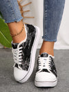 Black Glitter Fringed Athletic Shoes: Stand Out on the Skateboard