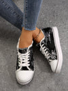 Black Glitter Fringed Athletic Shoes: Stand Out on the Skateboard