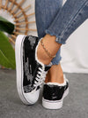 Black Glitter Fringed Athletic Shoes: Stand Out on the Skateboard