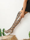 Snake Print Stiletto: Knee-High Fashion Sandals for Women