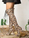 Snake Print Stiletto: Knee-High Fashion Sandals for Women