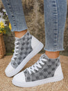 European Style Plus Size 3D Printed High Top Sneakers in White