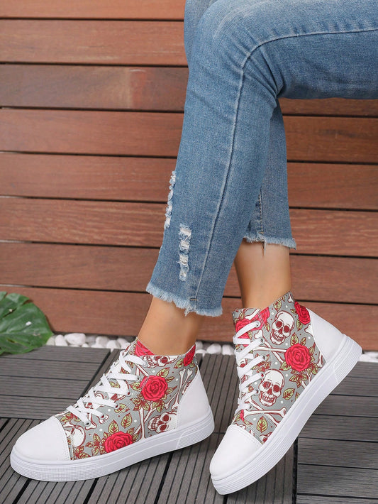 These European Style Plus Size 3D Printed High Top Sneakers are designed to provide both comfort and style. The printed design adds a unique touch to the classic white color, making them a versatile addition to your wardrobe. With a high top design, these sneakers offer extra support for your feet, perfect for all-day wear.