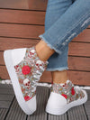 European Style Plus Size 3D Printed High Top Sneakers in White