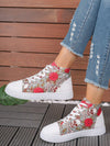 European Style Plus Size 3D Printed High Top Sneakers in White