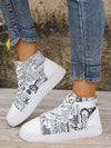 European Style Plus Size 3D Printed High Top Sneakers in White