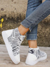 European Style Plus Size 3D Printed High Top Sneakers in White