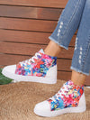 European Style Plus Size 3D Printed High Top Sneakers in White