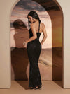 Black Magic: Haute Sophisticated Lace Bodycon Maxi Dress