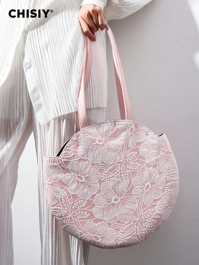 Pink Provence Lace Circular Bag: Elegant and Versatile Business Commuter Bag for Women