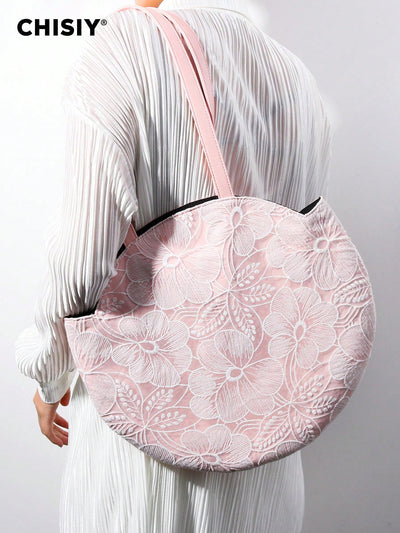 Pink Provence Lace Circular Bag: Elegant and Versatile Business Commuter Bag for Women