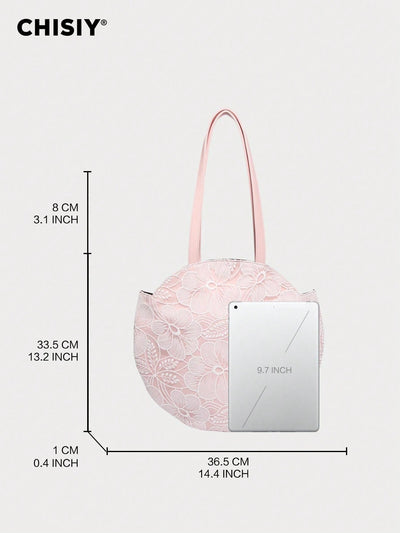 Pink Provence Lace Circular Bag: Elegant and Versatile Business Commuter Bag for Women