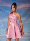 Elegant One-Shoulder Floral Gown in Lotus Pink for Weddings, Graduations, and Prom