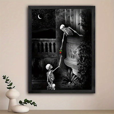 Gothic Skeleton Love Canvas Print - Skull Themed Wall Decor for a Unique Home Ambiance