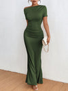 Elegant Asymmetric Mermaid Dress - Solid Color Summer Style