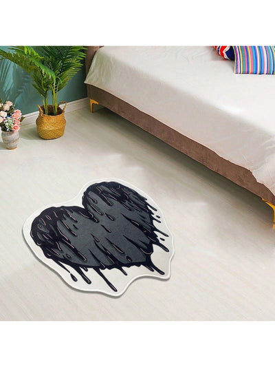 Heartfelt Home: Black Heart Pattern Carpet Rug for All Rooms