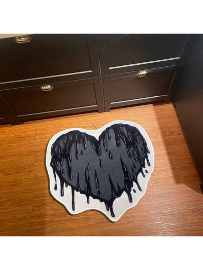 Heartfelt Home: Black Heart Pattern Carpet Rug for All Rooms