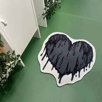 Heartfelt Home: Black Heart Pattern Carpet Rug for All Rooms