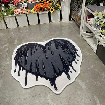 Heartfelt Home: Black Heart Pattern Carpet Rug for All Rooms