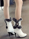 Stay Stylish and Cozy with Women's Genuine Rabbit Fur High Heel Short Boots