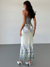 Chic Paisley Twist Midi Dress with High Side Split - Elegant and Slim Fitting