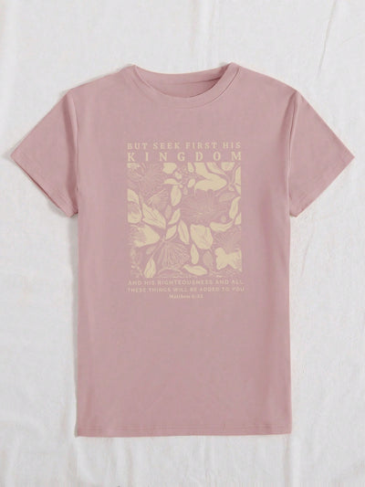 Faith & Flora: Graphic Summer Tee with Inspirational Matthew 6:33 Design