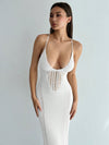 Stunning Backless Crochet Dress with Deep V-Neck and Spaghetti Straps