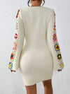 Chic & Colorful Embroidered Sweater Dress for Effortless Daily Style