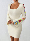 Chic & Colorful Embroidered Sweater Dress for Effortless Daily Style