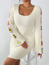 Chic & Colorful Embroidered Sweater Dress for Effortless Daily Style