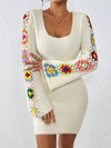 Chic & Colorful Embroidered Sweater Dress for Effortless Daily Style